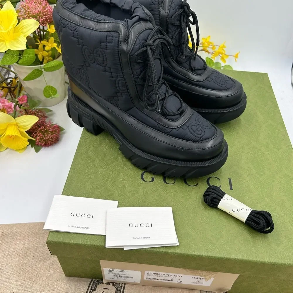 Gucci Black Quilted Rain & Snow Boots